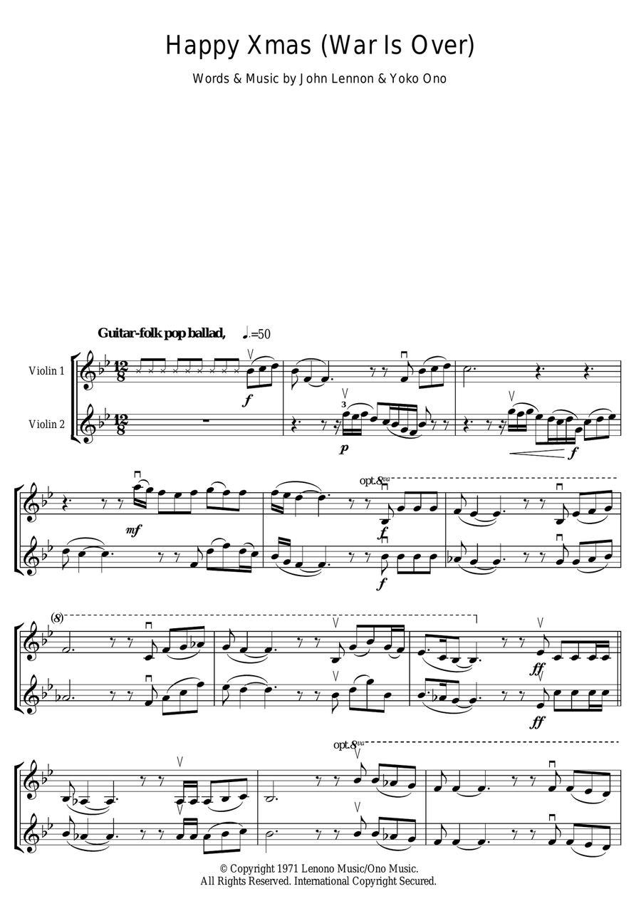 Happy Xmas (War Is Over) String Duet scores gallery preview page 1