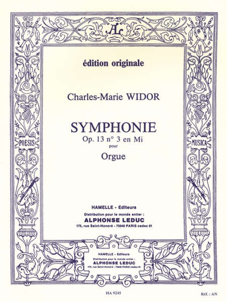 Widor Symphonie No3 Op13 Organ Book
