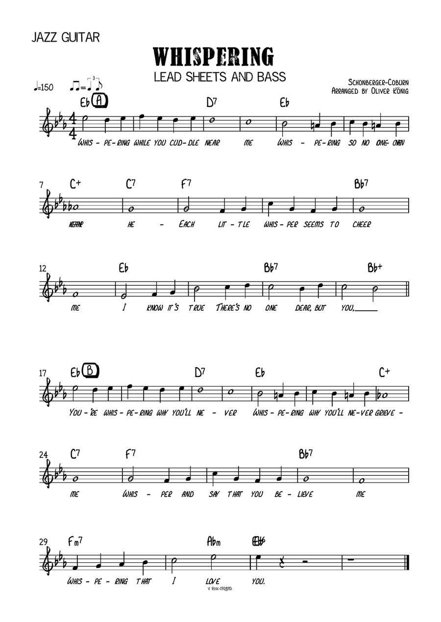 Whispering, lyrics and chords Jazz Ensemble scores gallery preview page 1