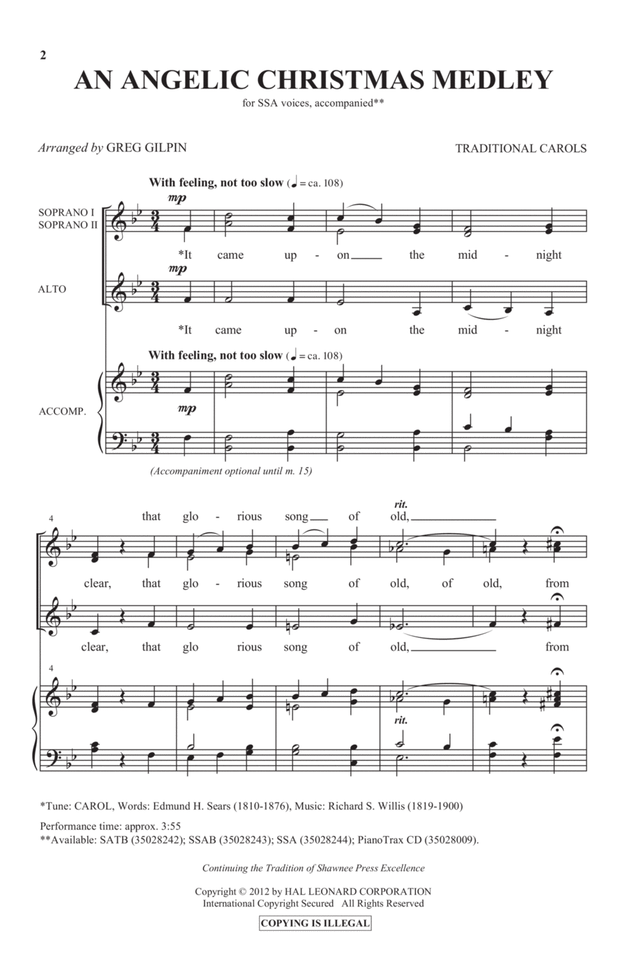 An Angelic Christmas Medley SSA scores gallery preview page 1