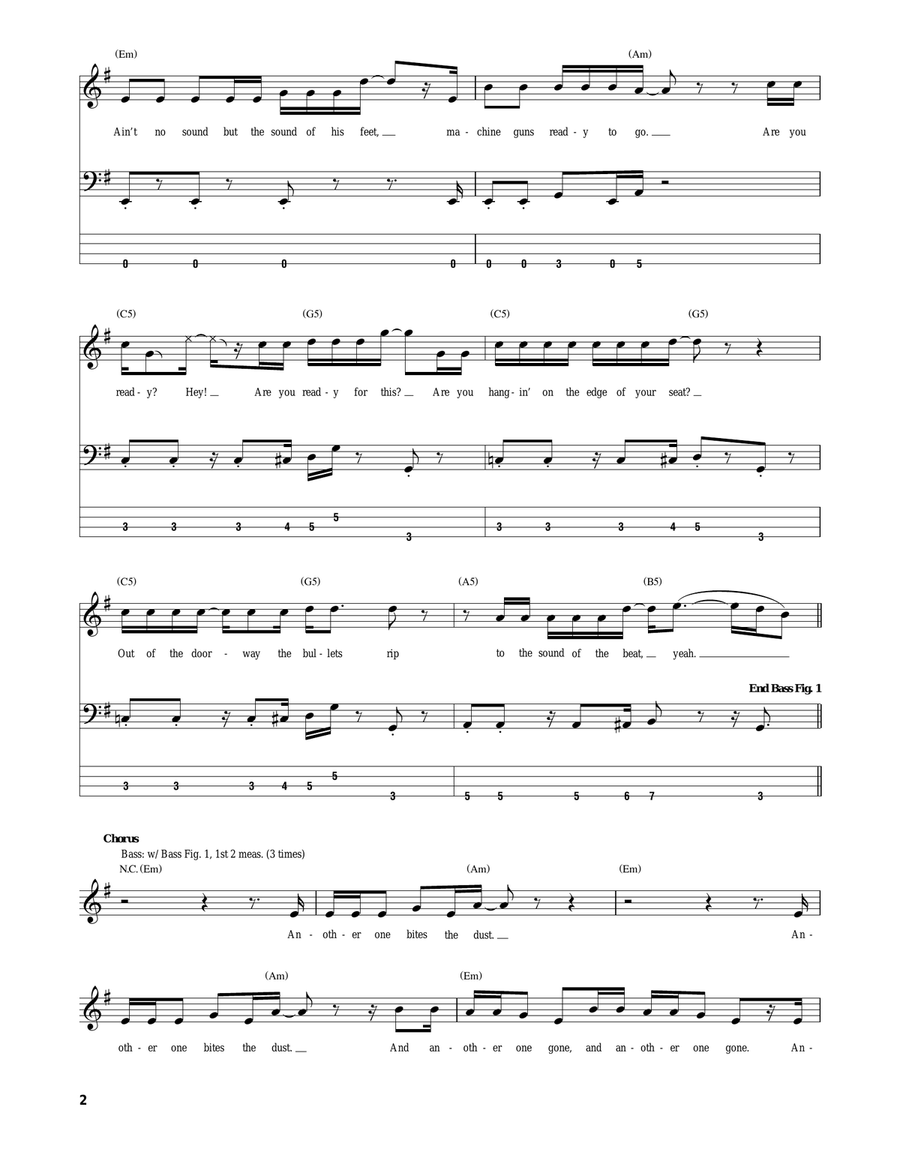 Another One Bites The Dust Guitar Tablature scores gallery preview page 2