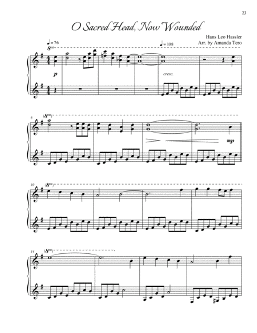 O Sacred Head, Now Wounded Piano Solo scores gallery preview page 2