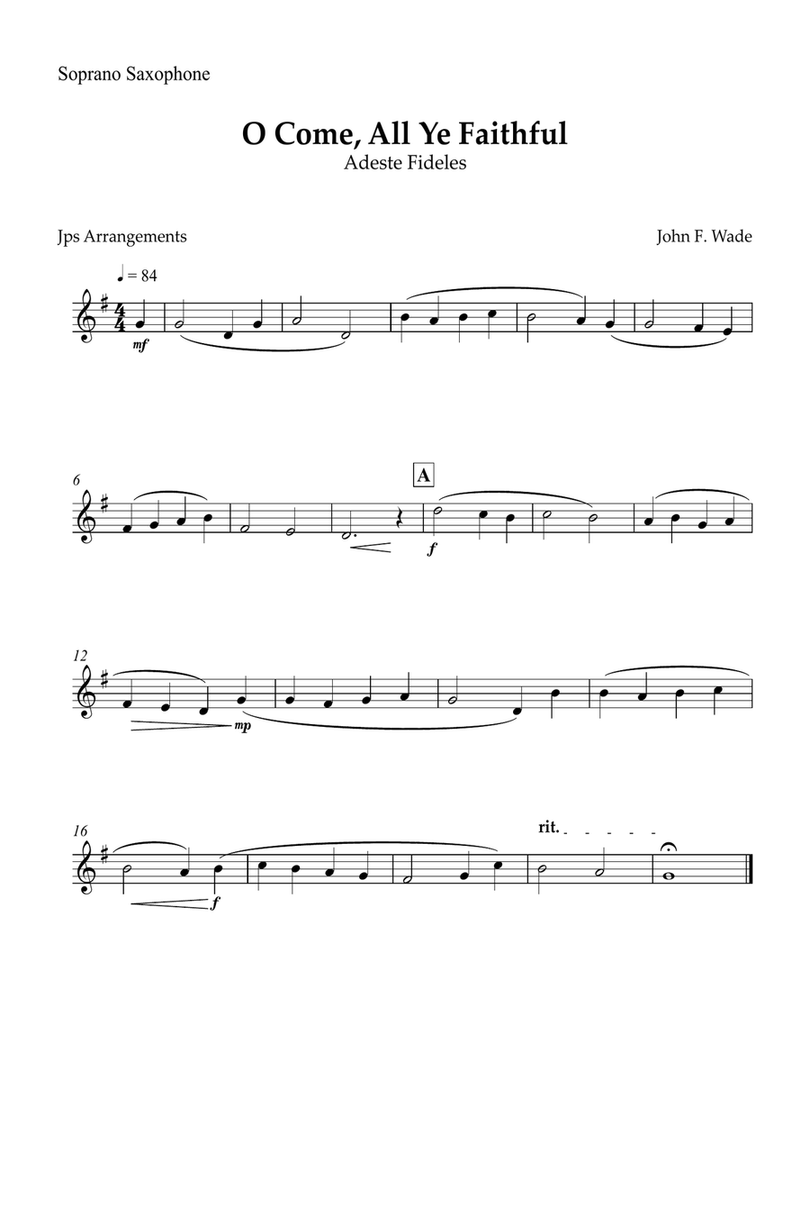 O Come, All Ye Faithful for Sax quartet and piano Woodwind Ensemble scores gallery preview page 3