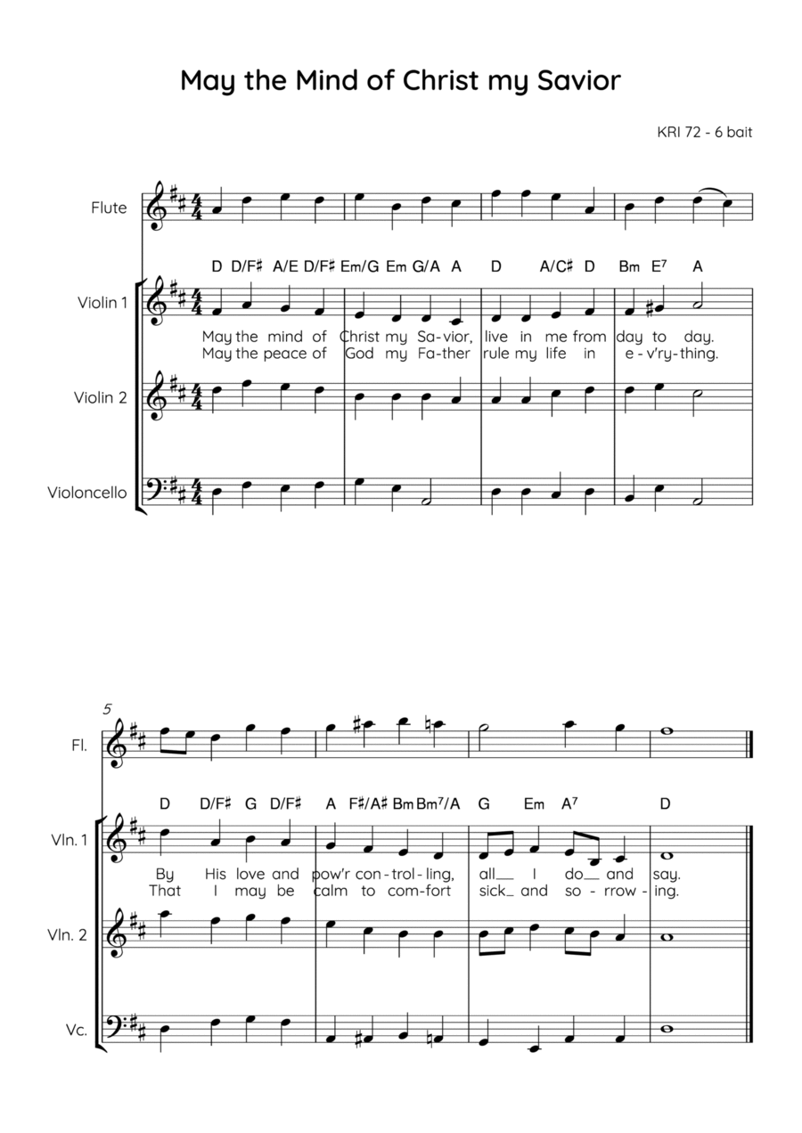 May the Mind of Christ, my Saviour Small Ensemble scores gallery preview page 1