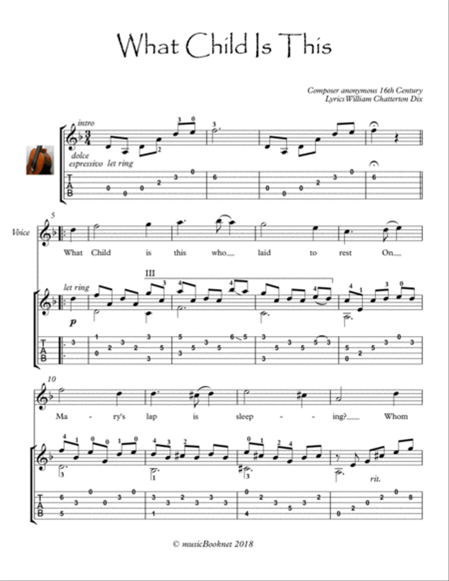 What Child Is This guitar solo Acoustic Guitar scores gallery preview page 1