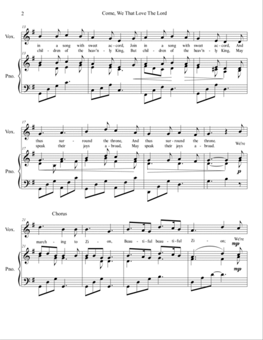 Come, We That Love The Lord (We’re Marching To Zion) Voice scores gallery preview page 3
