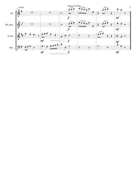 Dance for Pan (based on Cotillon) for double-reed quartet including oboe d'amore image number null