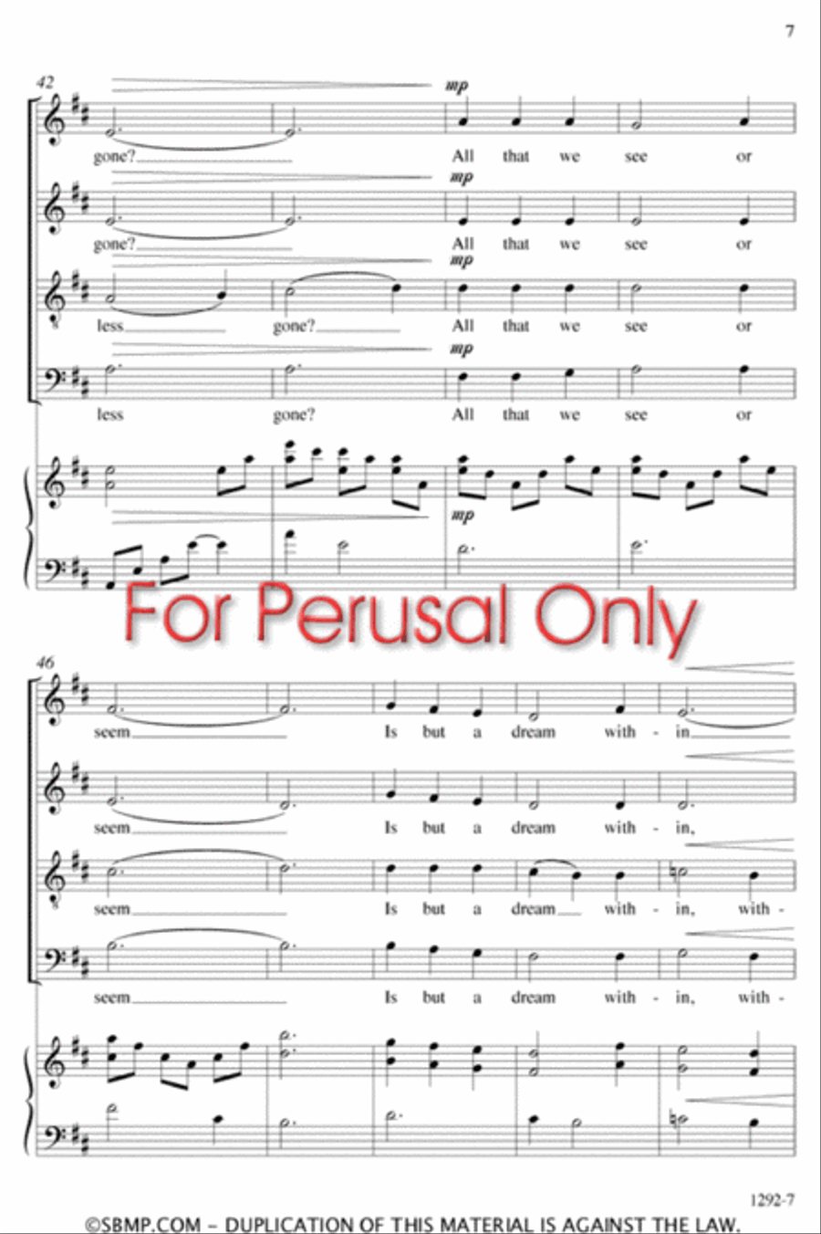 A Dream Within a Dream - SATB Octavo 4-Part scores gallery preview page 6