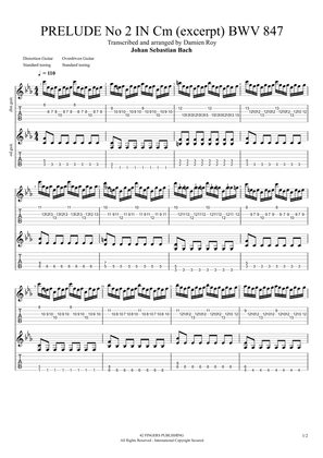 PRELUDE No 2 IN C minor (excerpt) BWV 847 BY J.S BACH ARRANGED BY DAMIEN ROY FOR 2 ELECTRIC GUITARS