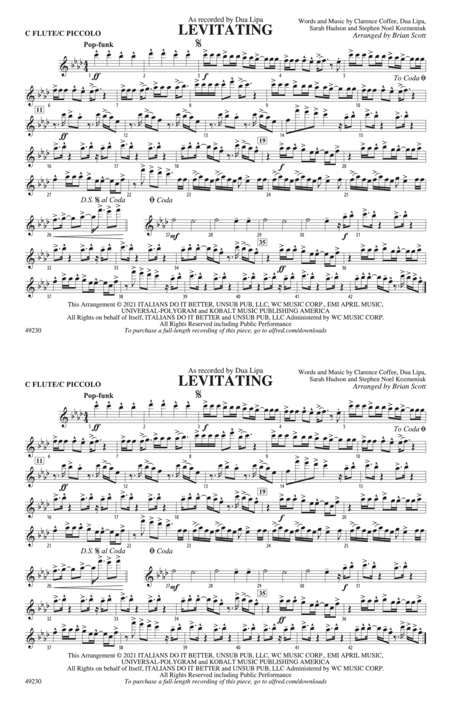 Levitating: Flute Marching Band scores gallery preview page 1
