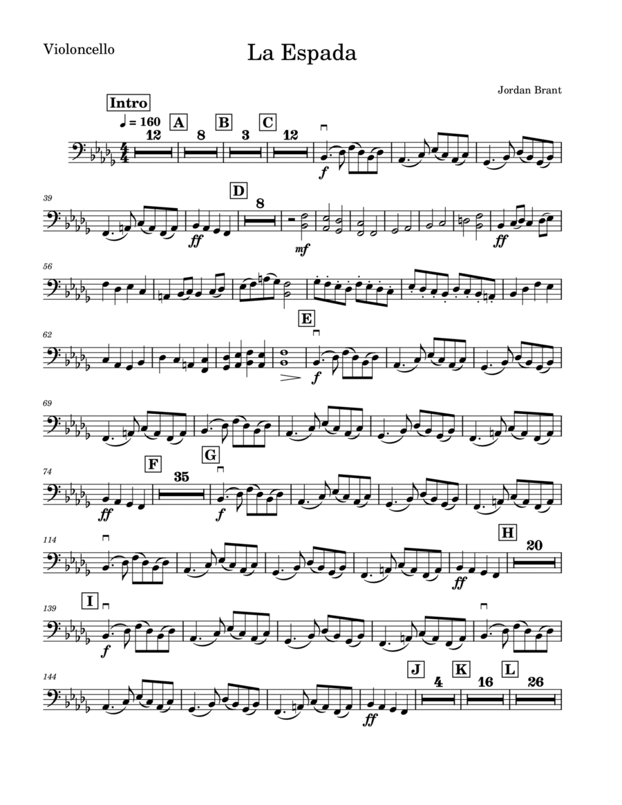 La Espada - Cello Part Cello Solo scores gallery preview page 1
