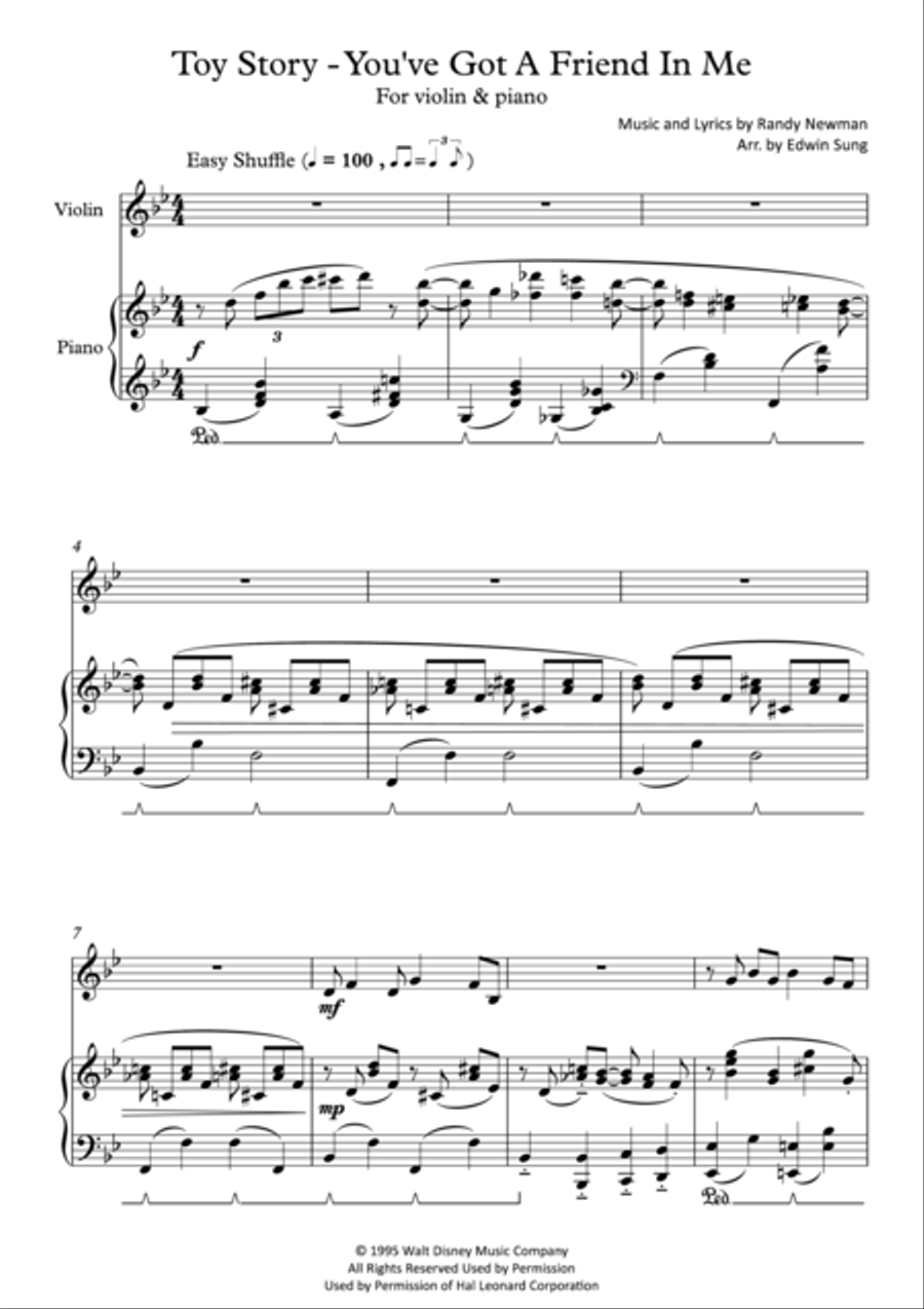 You've Got A Friend In Me Violin Solo scores gallery preview page 1
