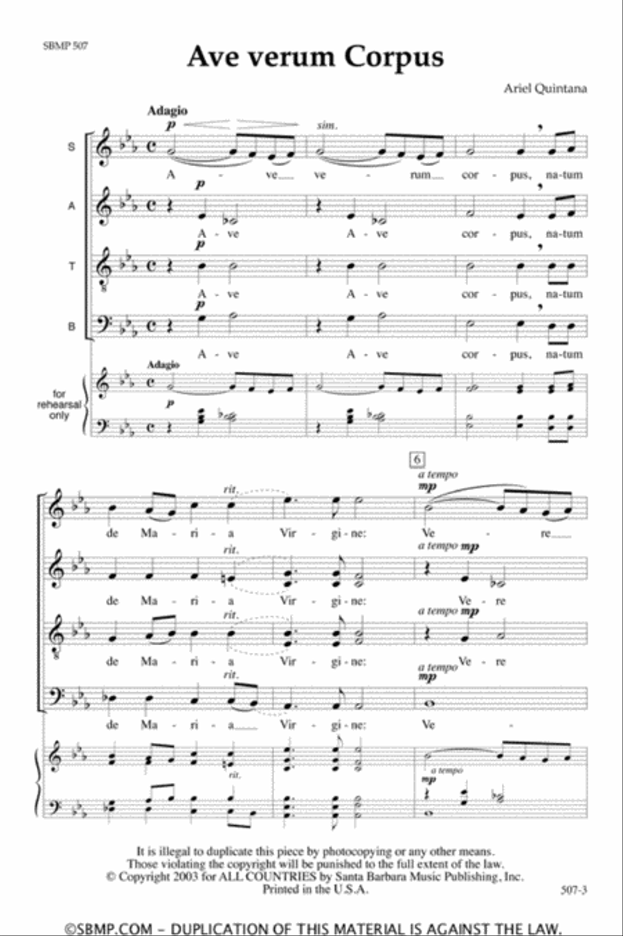 Ave verum Corpus - SATB Octavo 4-Part scores gallery preview page 2