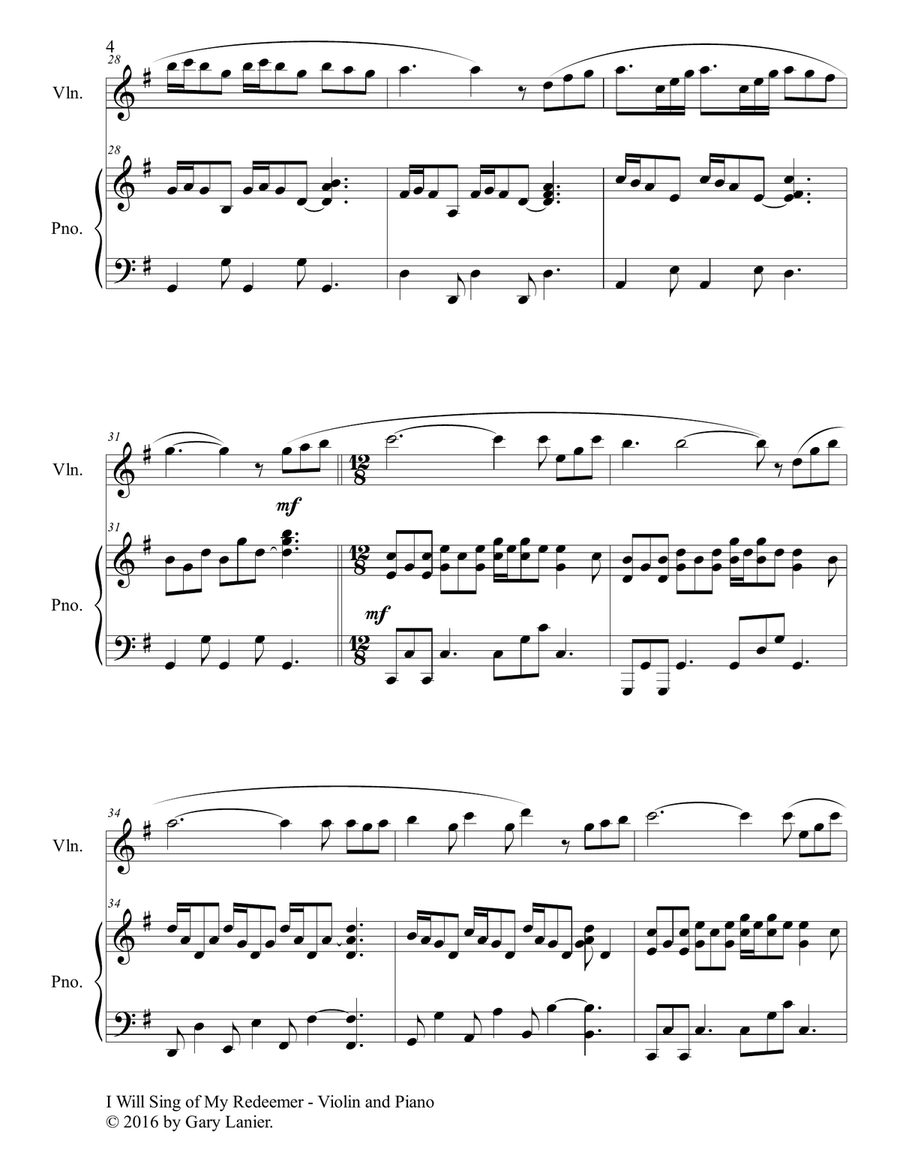 Gary Lanier: 3 Heartfelt Hymns (Duets for Violin and Piano) Gary Lanier: 3 Heartfelt Hymns (Duets for Violin and Piano) Violin Solo scores gallery preview page 5