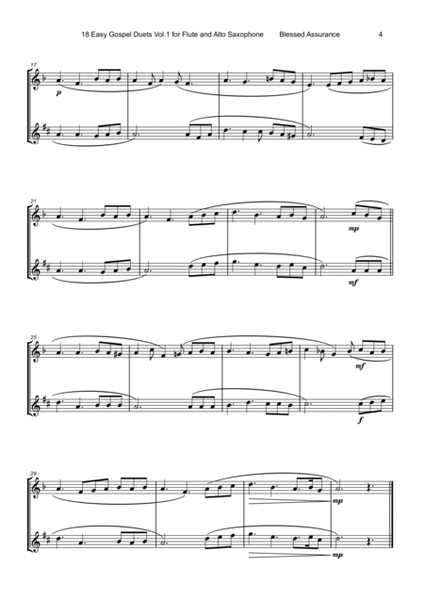 18 Easy Gospel Duets Vol.1 for Flute and Alto Saxophone