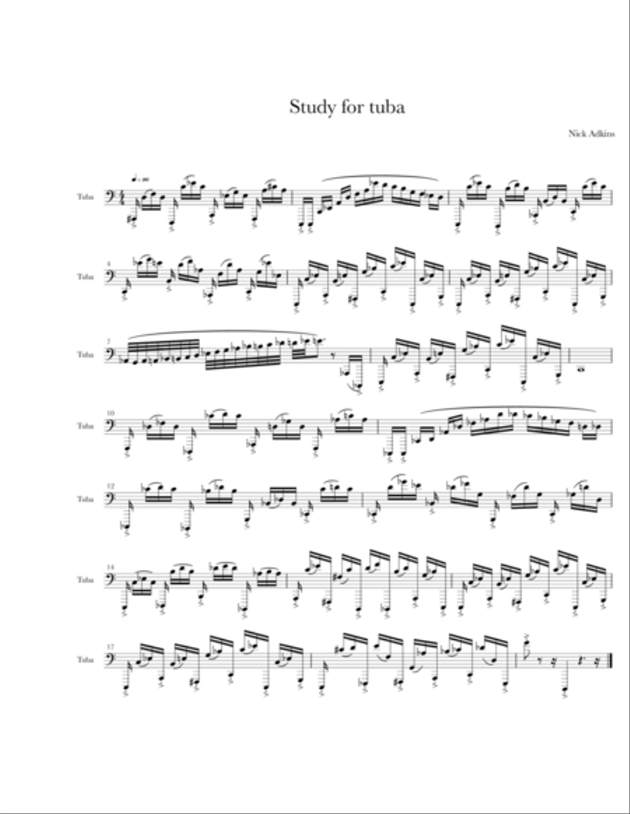 Study for Solo Tuba Tuba scores gallery preview page 1