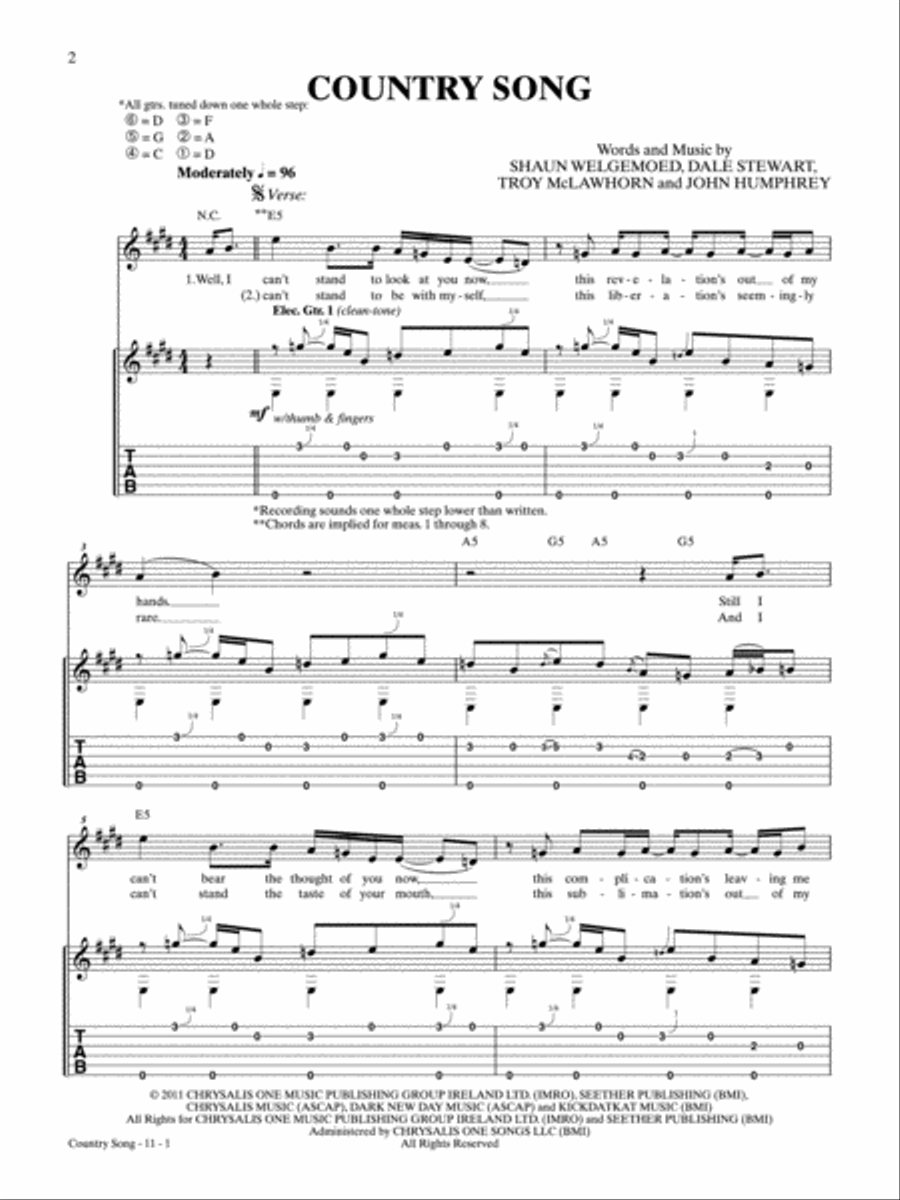 Country Song Guitar Tablature scores gallery preview page 1