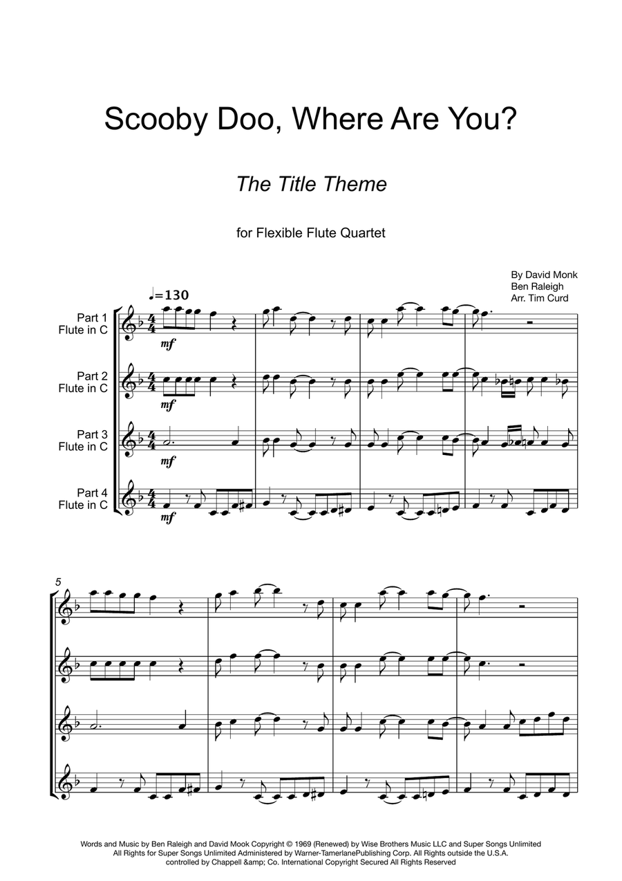 Scooby Doo, Where Are You? Woodwind Quartet scores gallery preview page 2