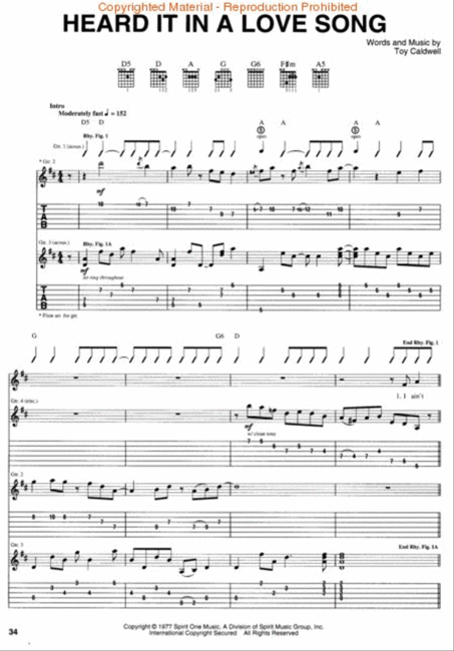 Best of The Marshall Tucker Band Electric Guitar scores gallery preview page 2