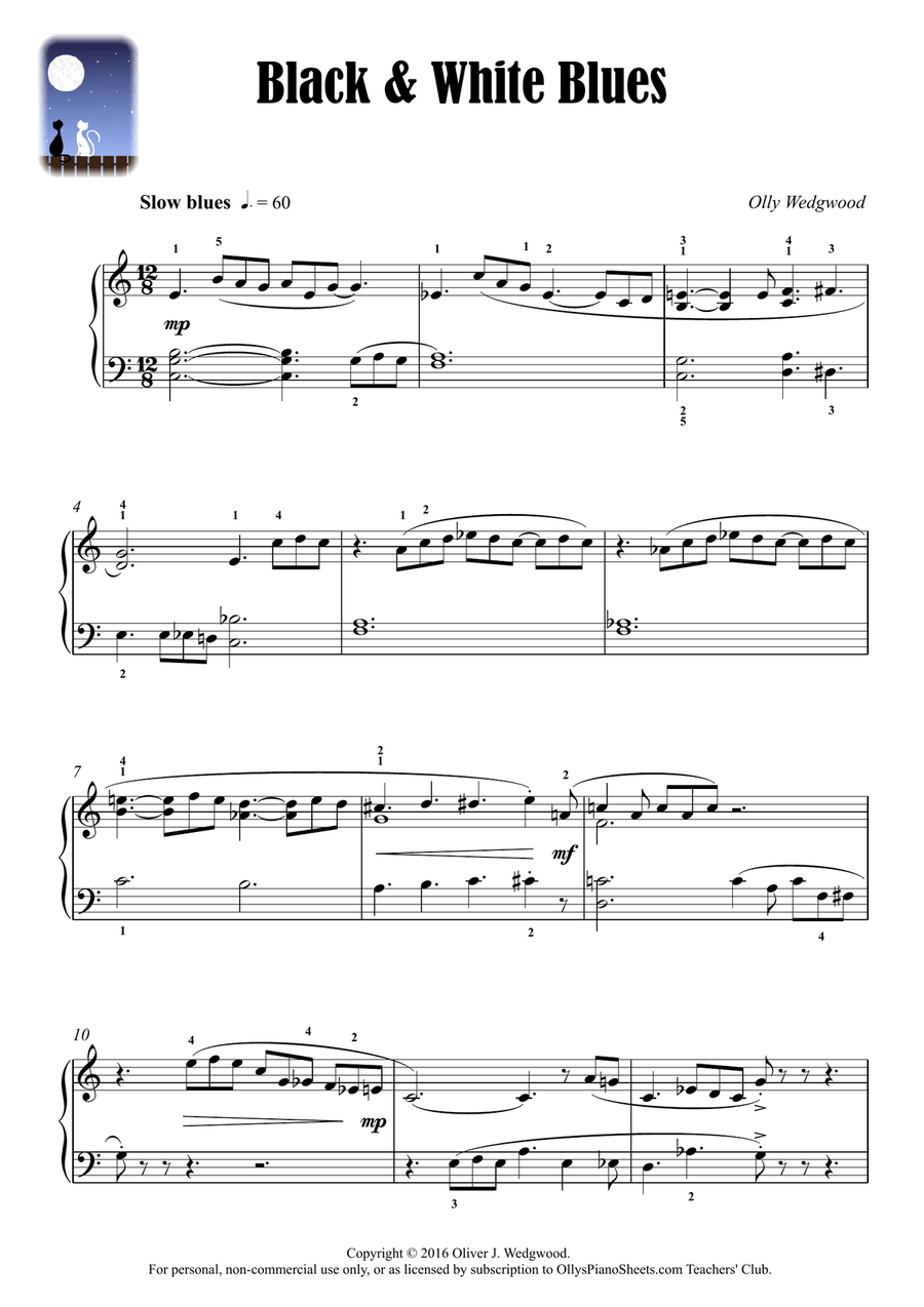 Black & White Blues - Slow Blues - Piano Solo Piano Solo scores gallery preview page 2
