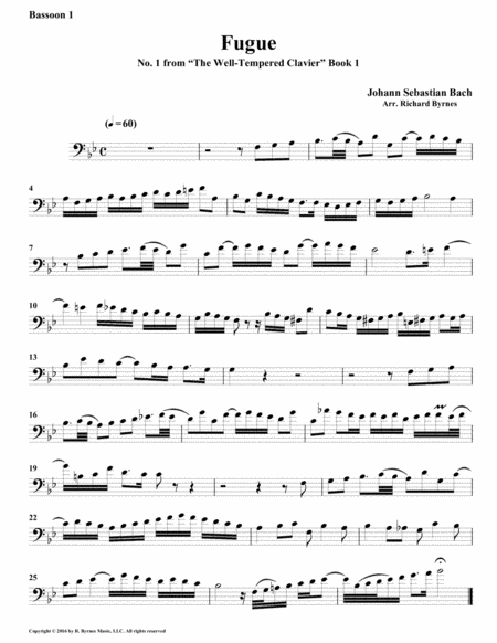 Fugue 01 from Well-Tempered Clavier, Book 1 (Bassoon Quartet) image number null