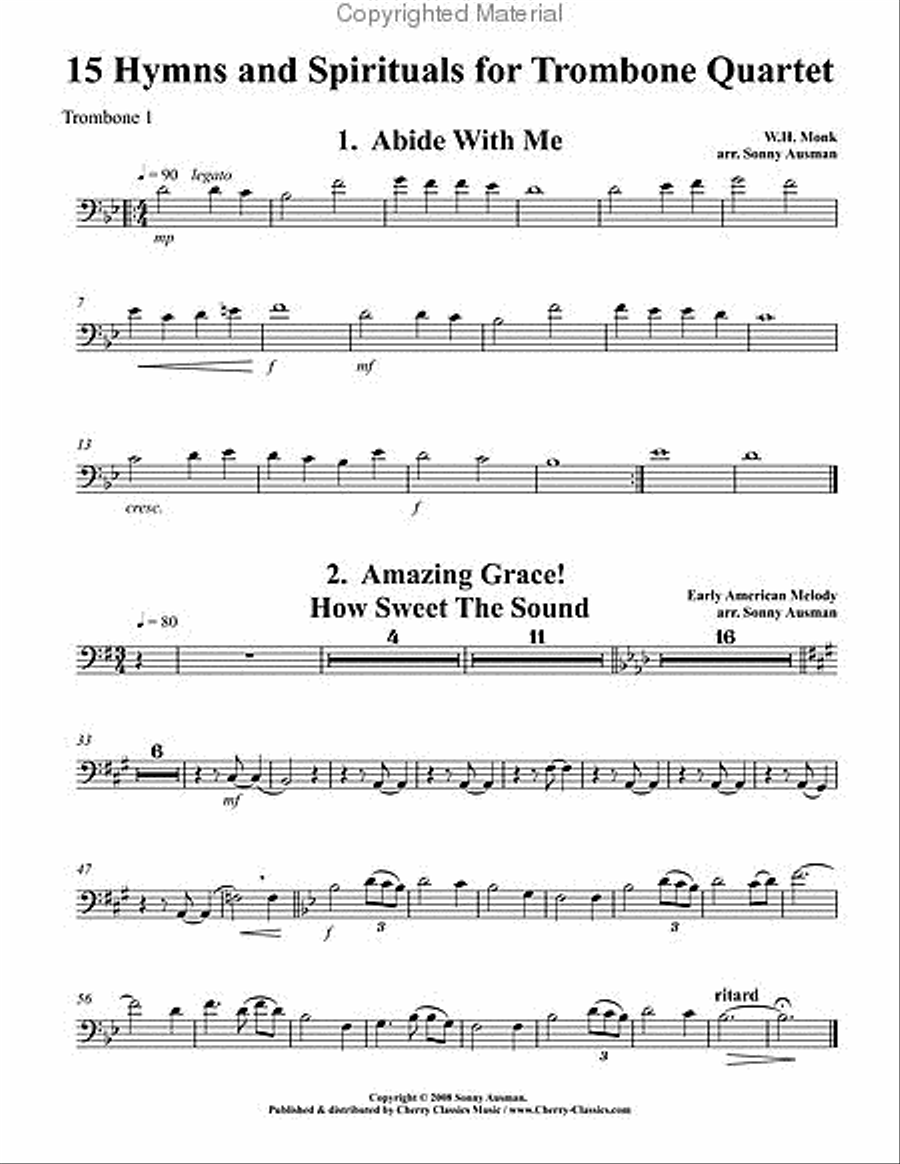 15 Hymns & Spirituals-Bass clef edition Trombone Quartet scores gallery preview page 4