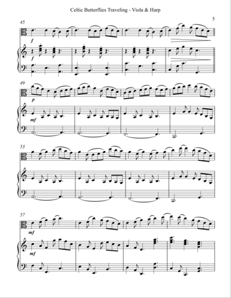 Celtic Butterflies Traveling, Duet for Viola and Harp