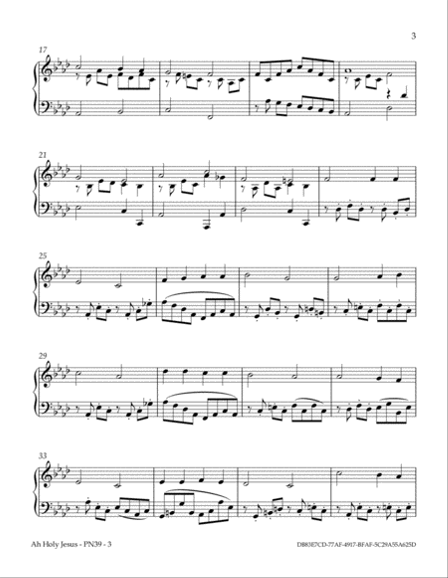 Ah, Holy Jesus Piano Solo scores gallery preview page 3