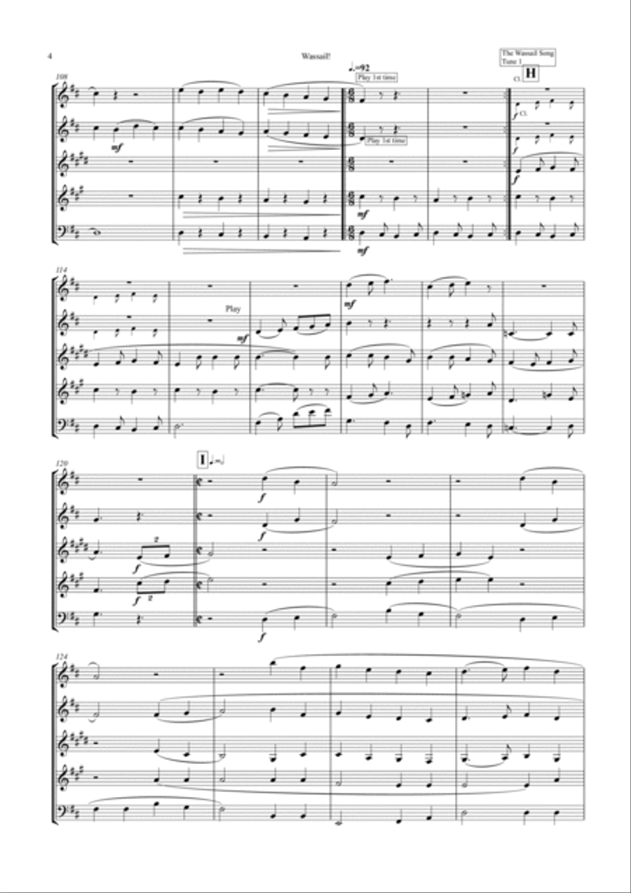 Wassail! (Incorporating 3 Christmas Wassails) for wind quintet Woodwind Quintet scores gallery preview page 4