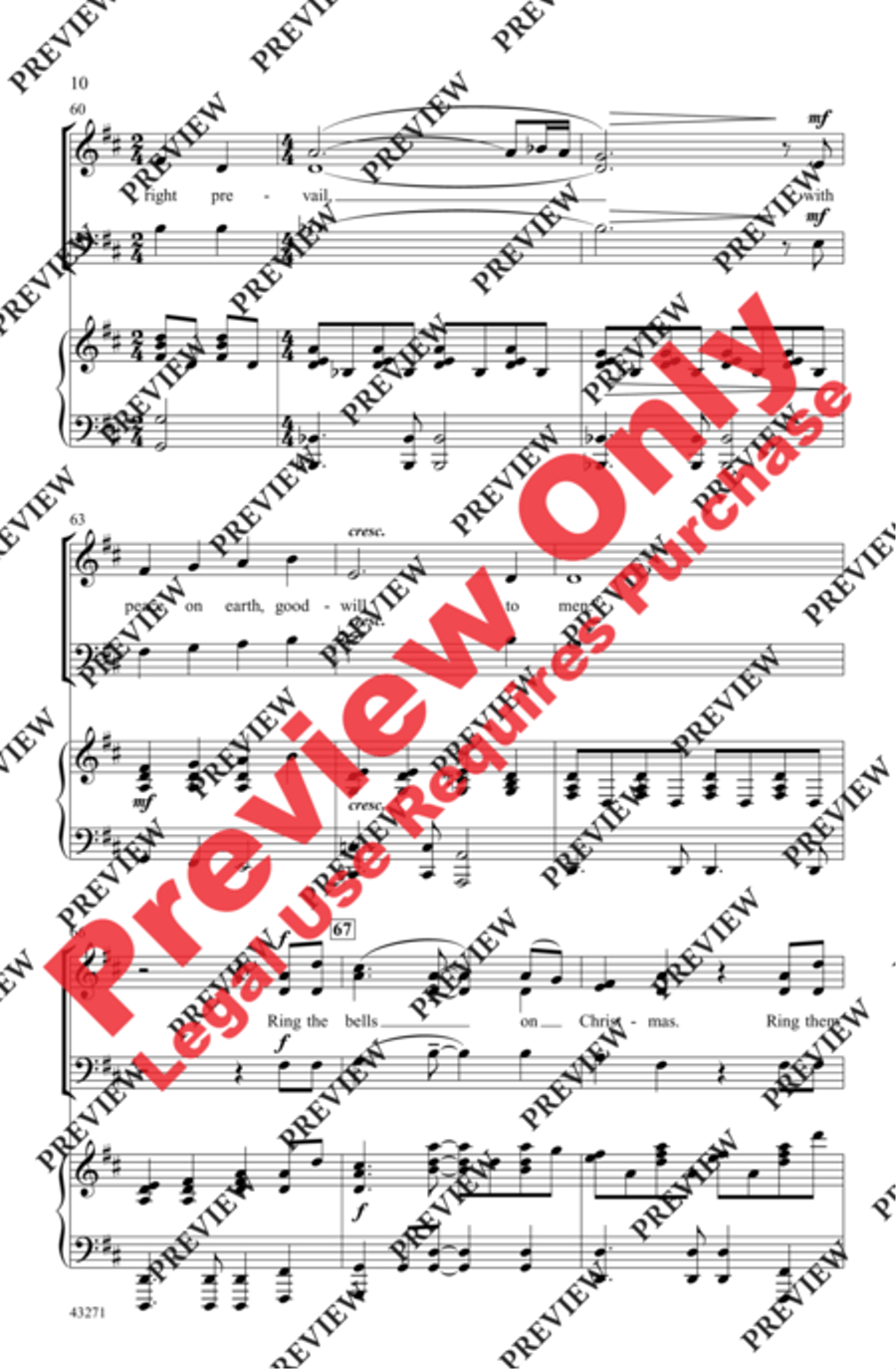 I Heard the Bells on Christmas Day 3-Part scores gallery preview page 10