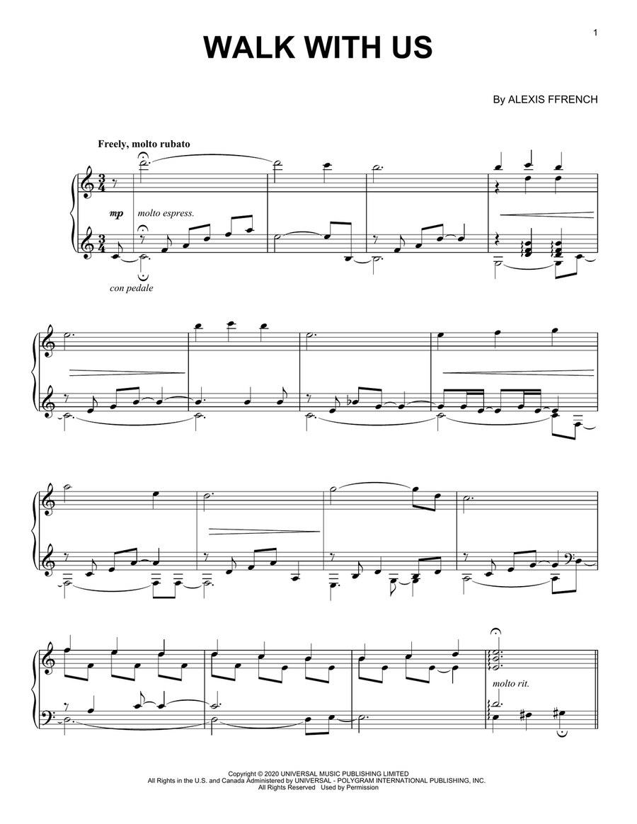 Walk With Us Piano Solo scores gallery preview page 1