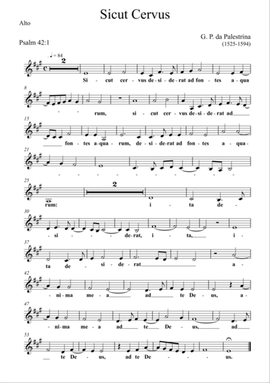Giovanni Pierluigi da Palestrina - Sicut Cervus (SATB Choir + Piano Reduction) 4-Part scores gallery preview page 6
