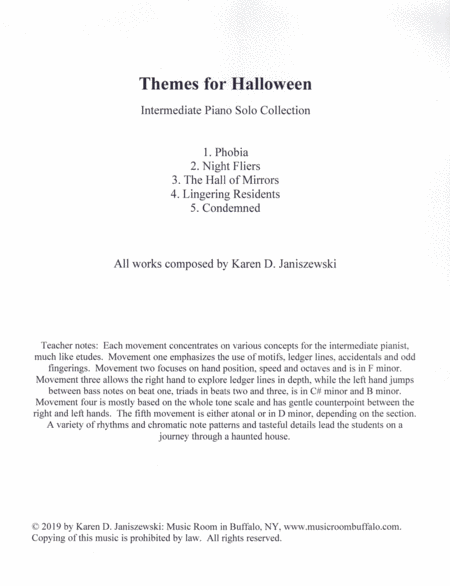 Themes for Halloween, Vol. 2 (Intermediate Piano Etudes) image number null