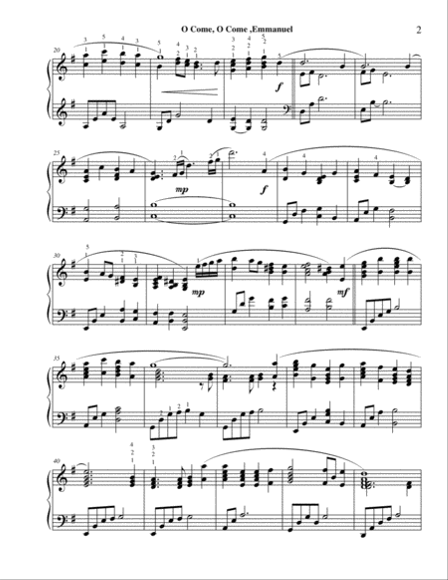 O Come, O Come, Emmanuel/How Great Our Joy, piano solo Piano Solo scores gallery preview page 3