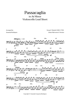 Passacaglia - Easy Cello Lead Sheet in A#m Minor (Johan Halvorsen's Version)