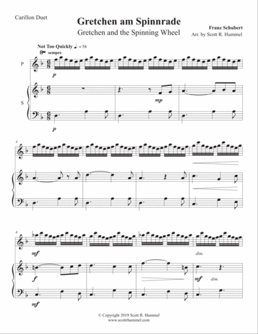 Gretchen am Spinnrade, for carillon duet Carillon scores gallery preview page 1