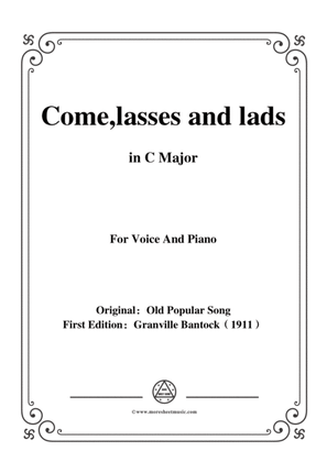 Book cover for Bantock-Folksong,Come,lasses and lads,in C Major,for Voice and Piano