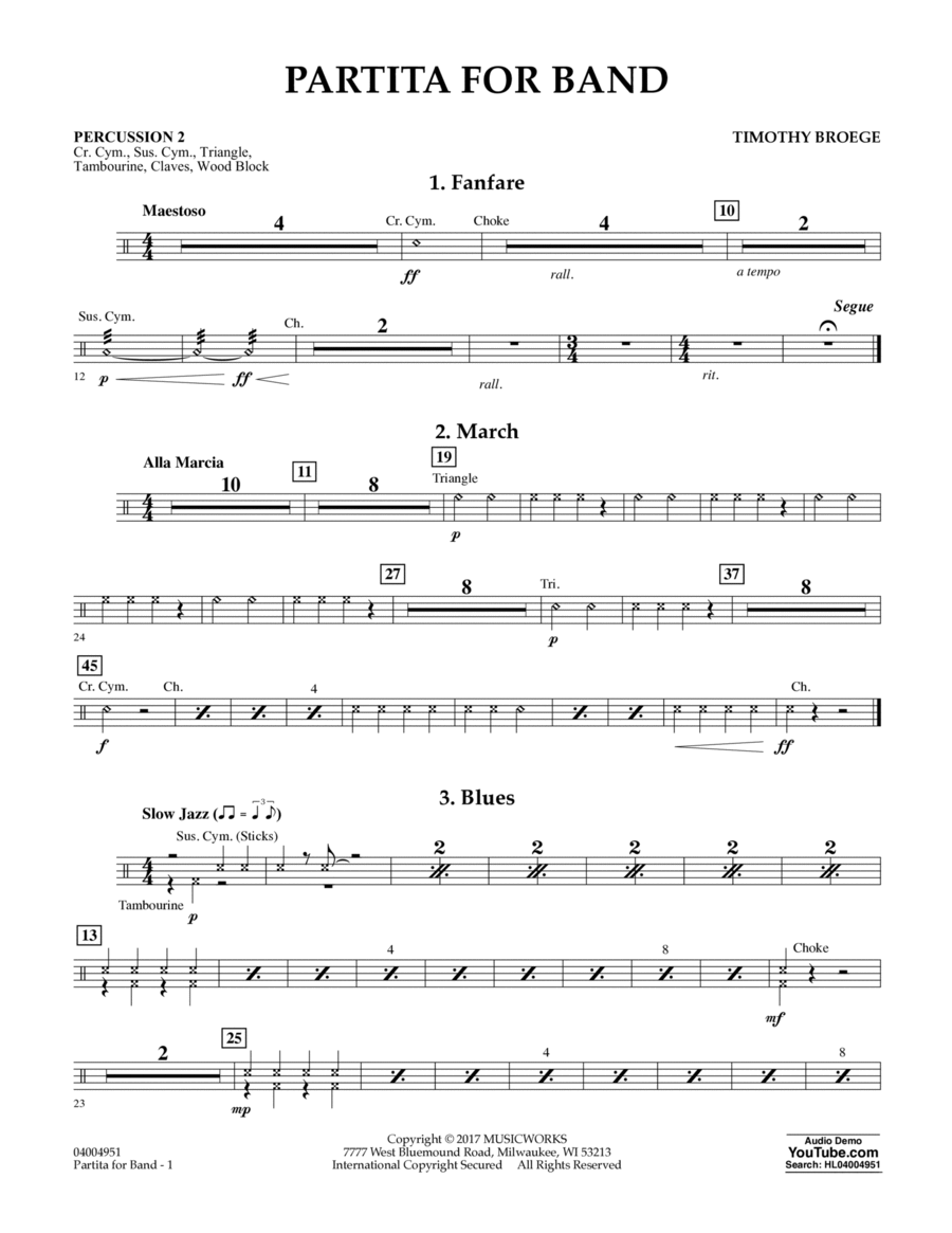 Partita for Band - Percussion 2 Percussion scores gallery preview page 1
