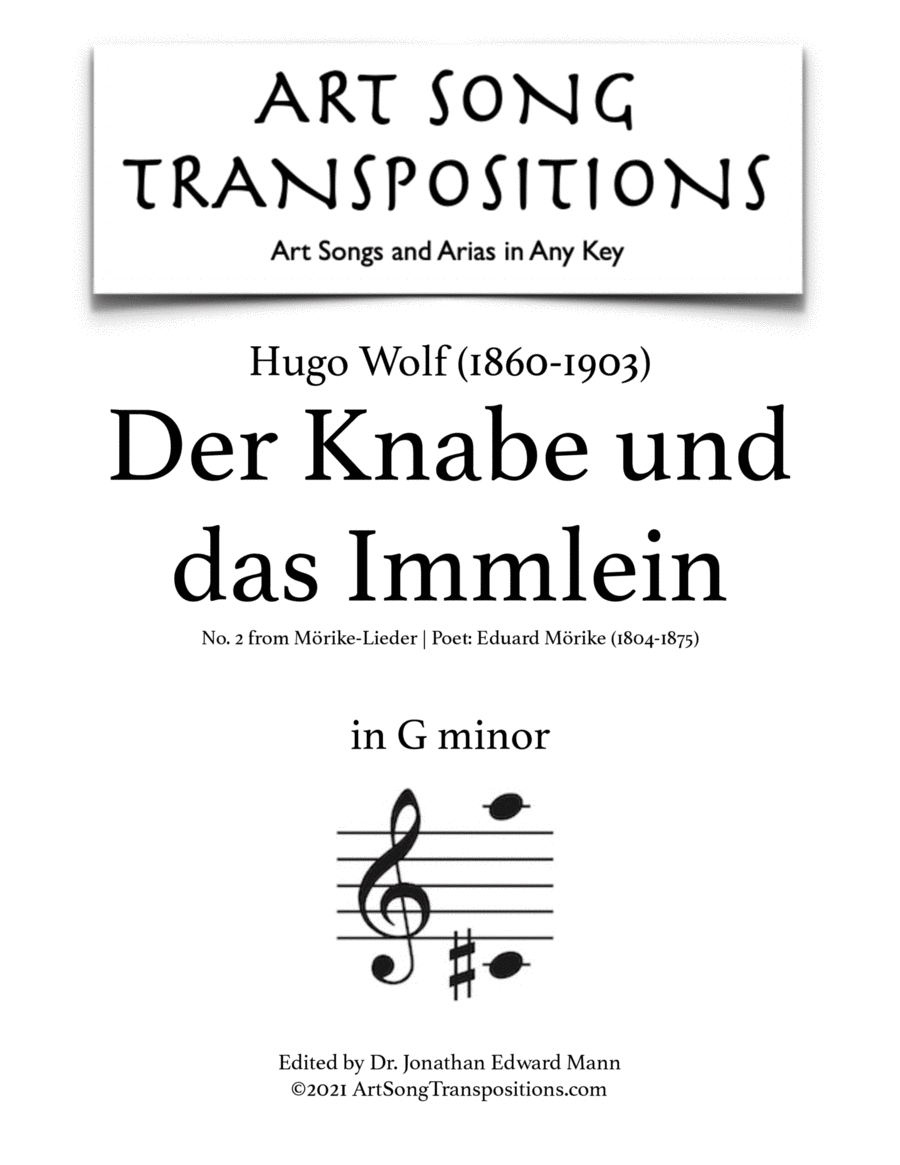 WOLF: Der Knabe und das Immlein (transposed to G minor)