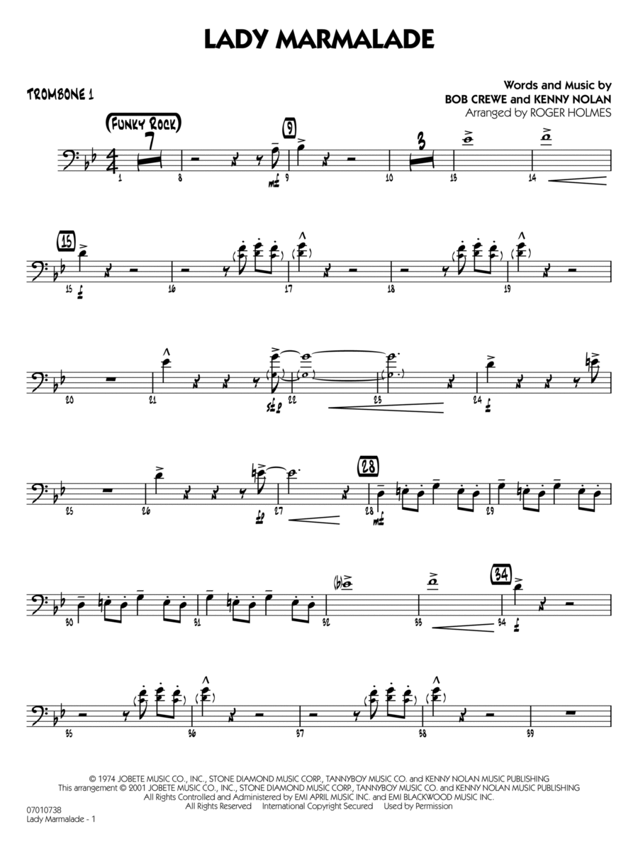 Lady Marmalade (from Moulin Rouge) (arr. Roger Holmes) - Trombone 1 Jazz Ensemble scores gallery preview page 1