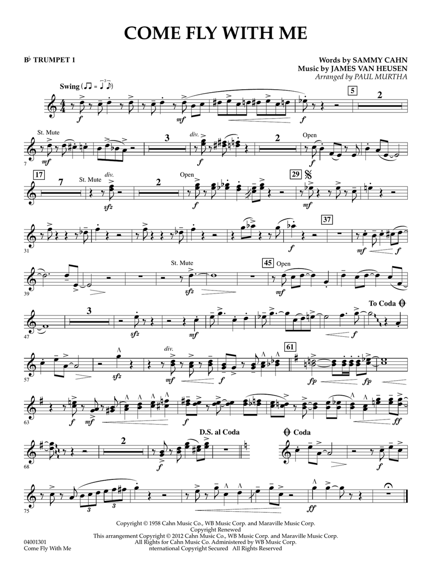 Come Fly With Me - Bb Trumpet 1 Concert Band scores gallery preview page 1