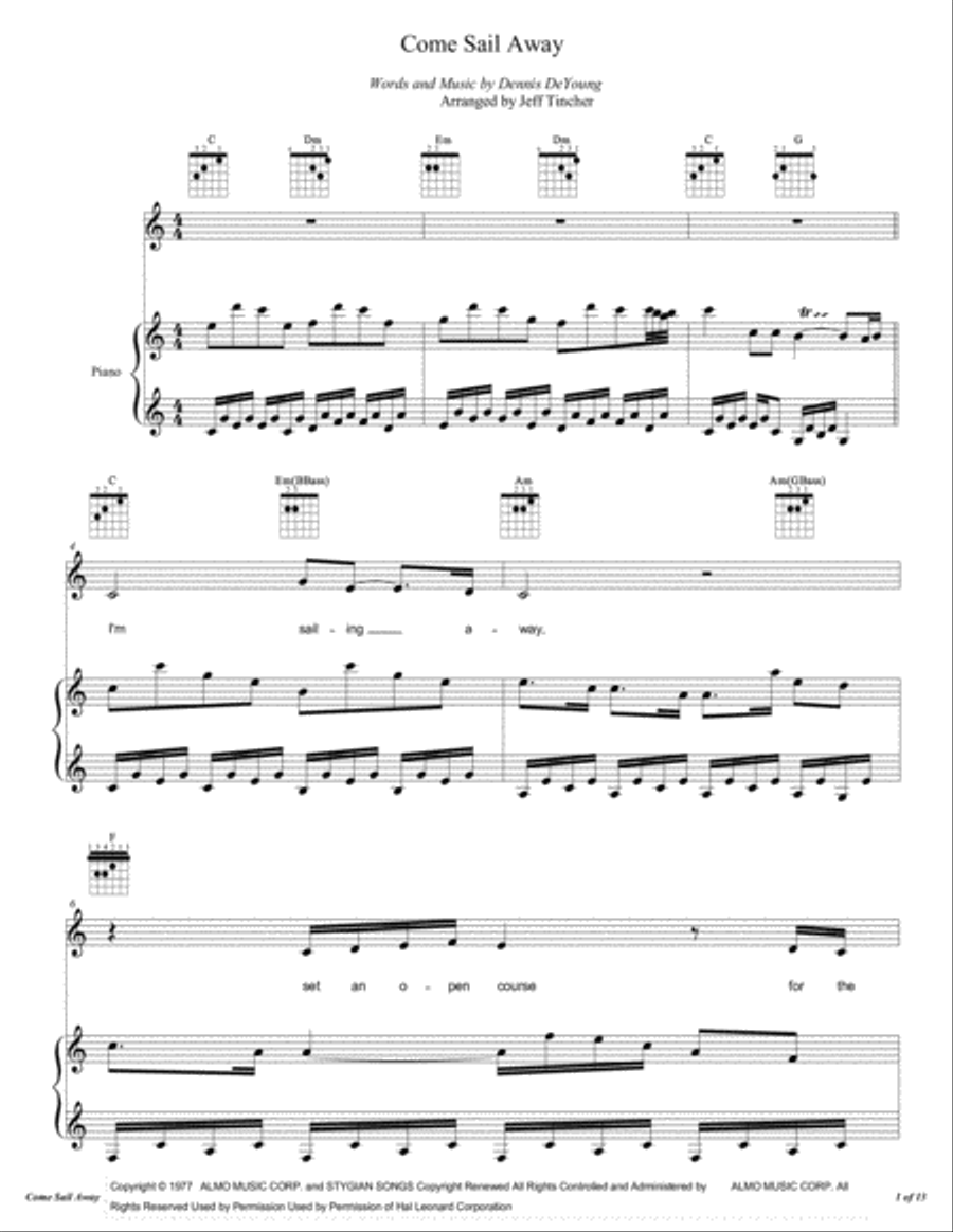 Come Sail Away Voice scores gallery preview page 2