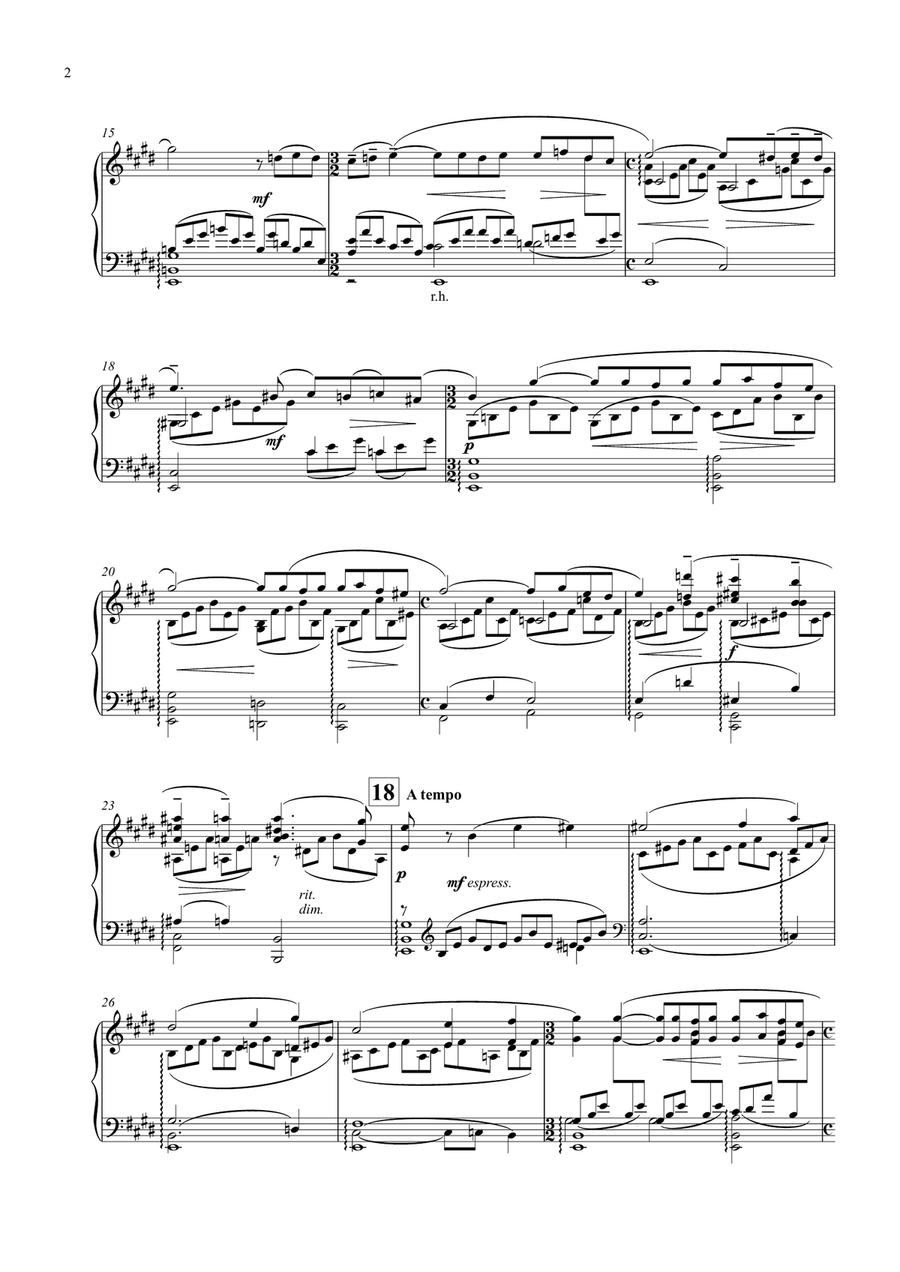 Rachmaninoff Piano Concerto No. 2 Op. 18 Concert Transcription for Solo Piano (Second Movement) Piano Solo scores gallery preview page 3