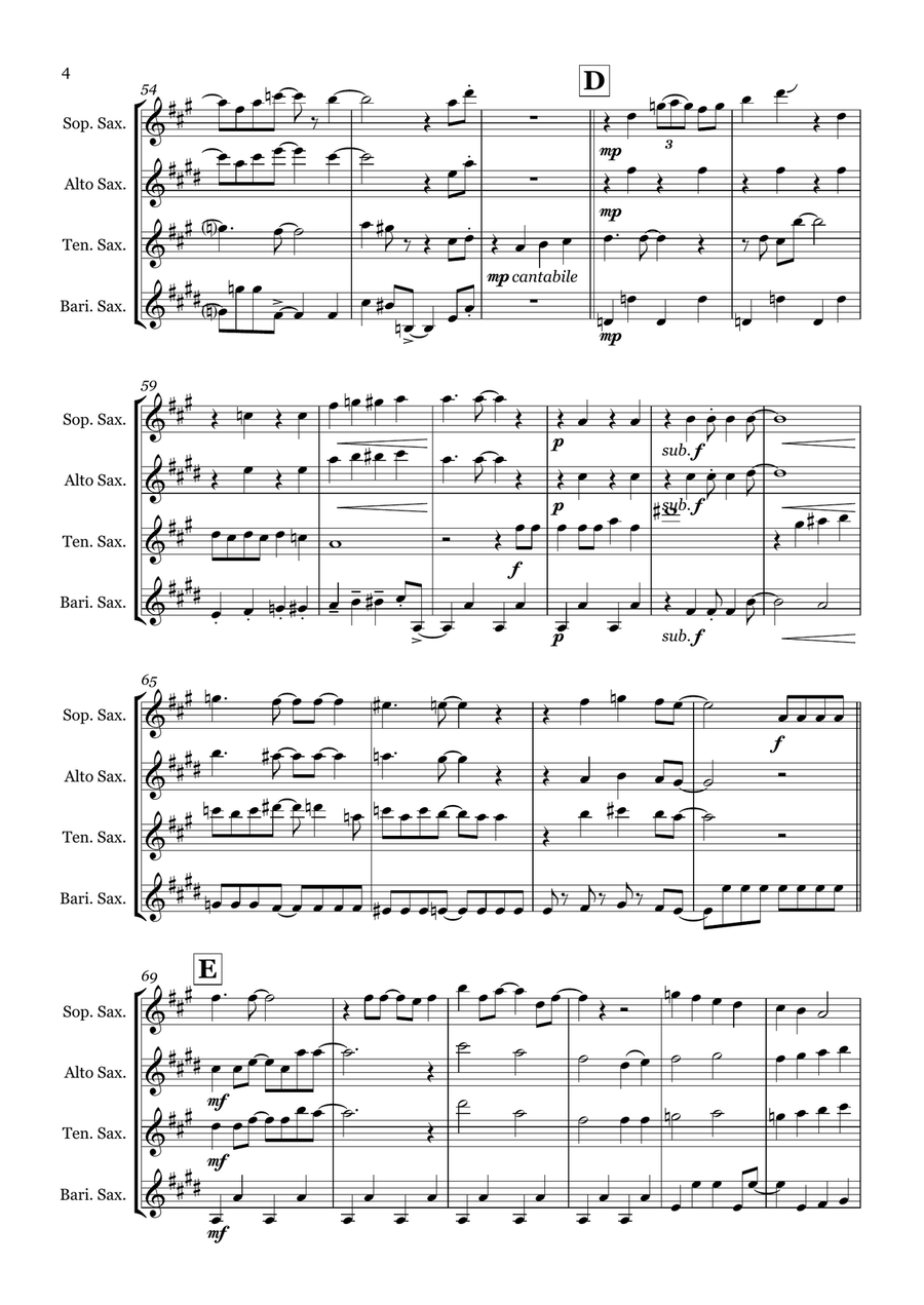 Seaside Rendezvous Saxophone Quartet scores gallery preview page 4