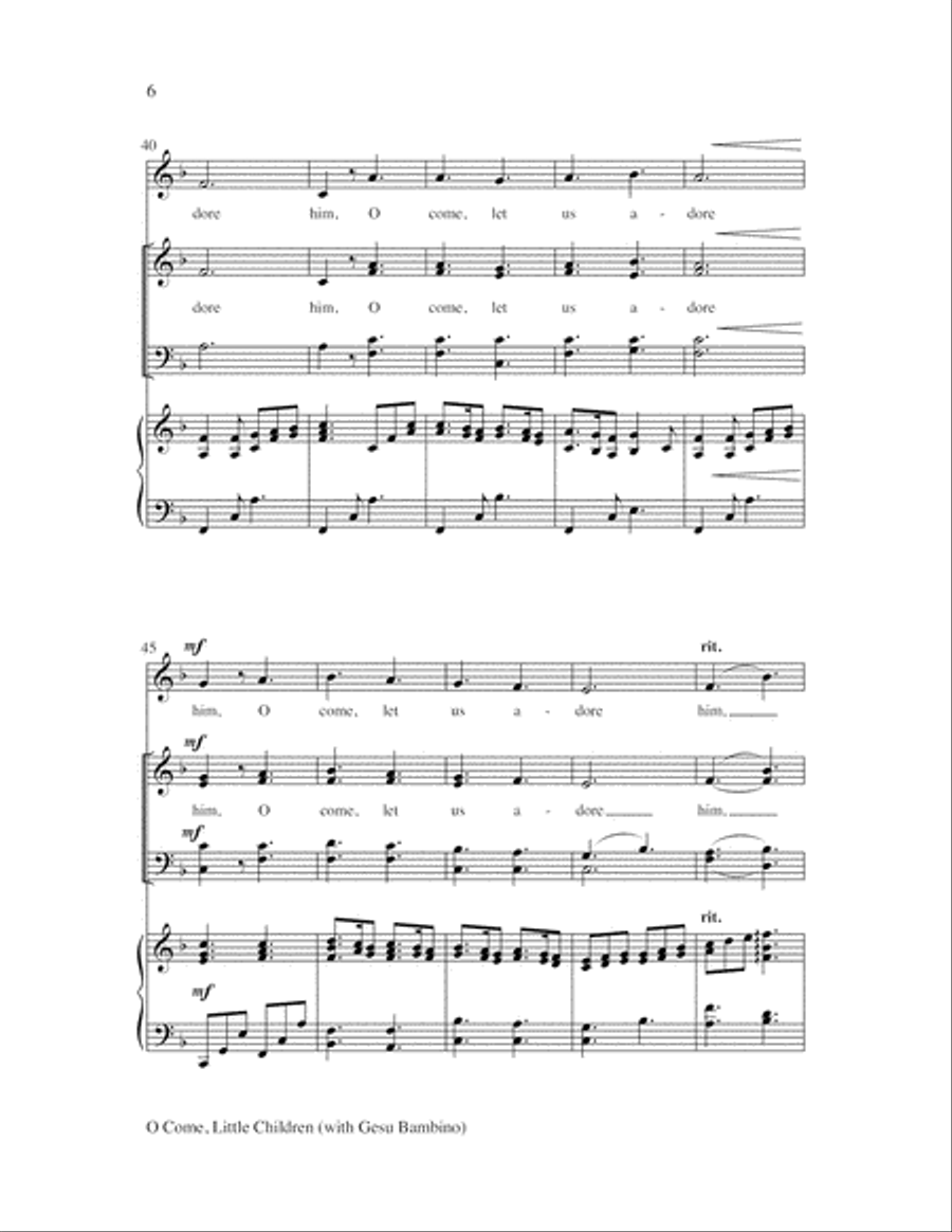 O Come, Little Children with Gesu Bambino 4-Part scores gallery preview page 6