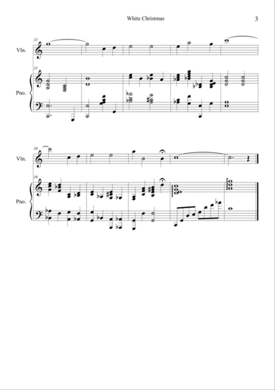 I'm Dreaming Of A White Christmas Violin Solo scores gallery preview page 3