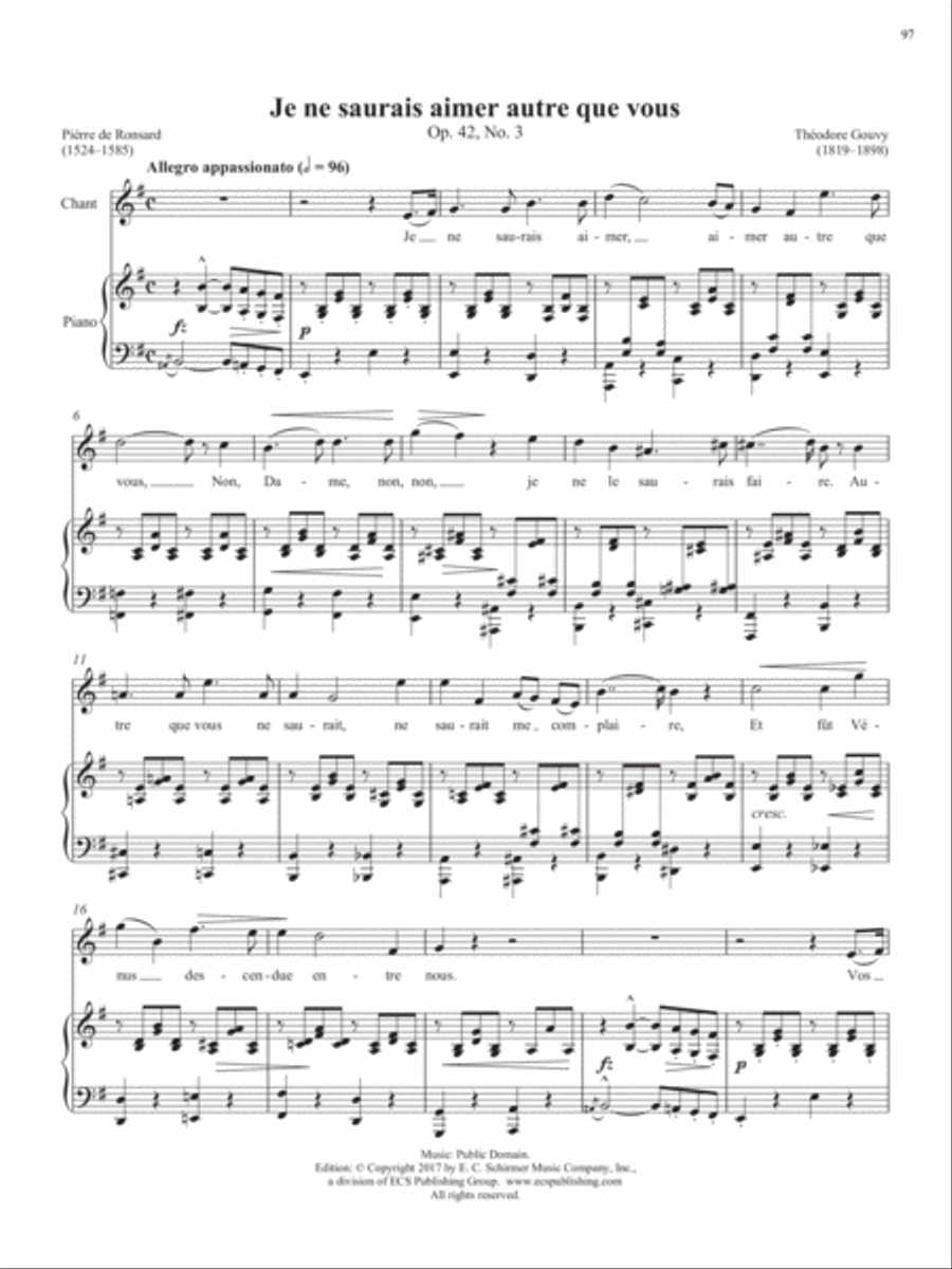 Op. 42, No. 3: Je ne saurais aimer autre que vous from Songs of Gouvy, V1 Piano Accompaniment scores gallery preview page 2
