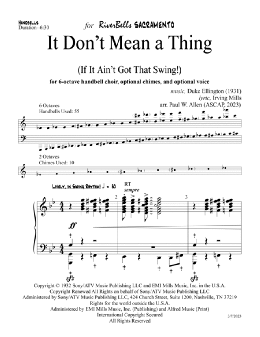 It Don't Mean A Thing (if It Ain't Got That Swing) Handbell Choir scores gallery preview page 2