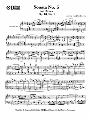 Book cover for Sonata No. 5 In C Minor, Op. 10, No. 1
