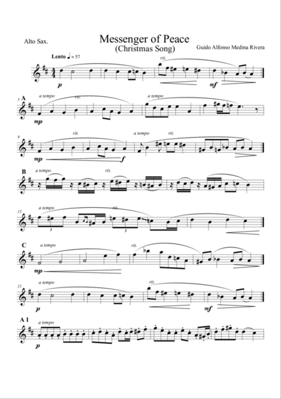 Messenger of Peace (Version Saxophone Quartett) Saxophone Quartet scores gallery preview page 3